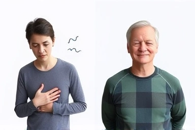 Person experiencing discomfort transitioning to comfort